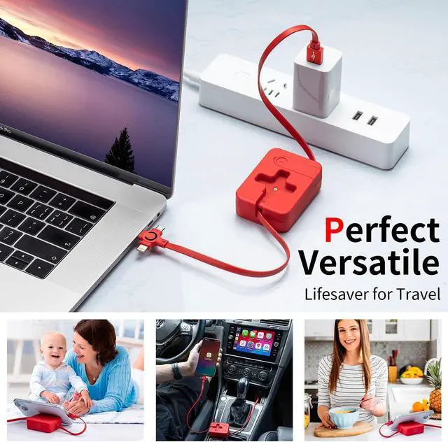 Alt view image 4 of 7 - GTPOWER 3 in 1 Multi Charging Cord, 3A 2Pack Retractable Multi Charger Cable with IP/USB C/Micro Ports, Phone Holder, Multiple Fast Charging Cable for Cell Phones, iPhone, Samsung,Tablets More