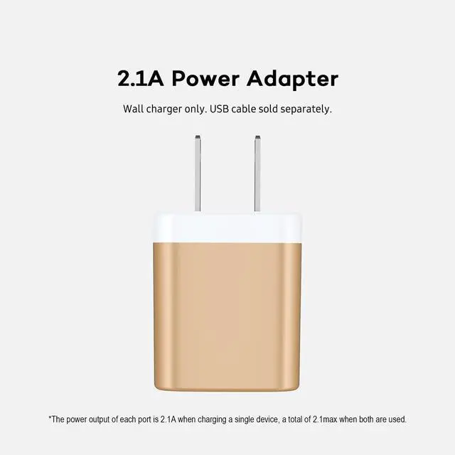 Alt view image 2 of 7 - USB Wall Charger, Charger Block, 2.1A Multiport Fast Charge Power Brick | USB Cube Plug Box Base Adapter for Apple, iPhone, Cell Phone Smart Devices