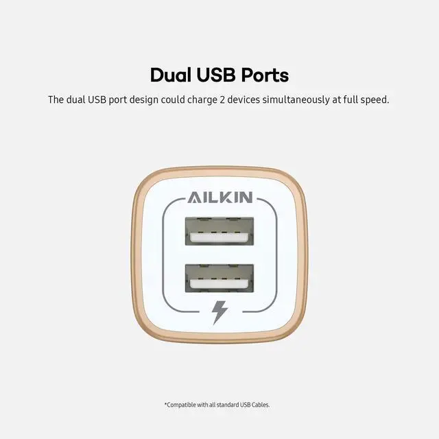 Alt view image 3 of 7 - USB Wall Charger, Charger Block, 2.1A Multiport Fast Charge Power Brick | USB Cube Plug Box Base Adapter for Apple, iPhone, Cell Phone Smart Devices