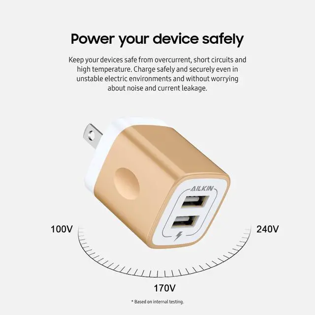 Alt view image 4 of 7 - USB Wall Charger, Charger Block, 2.1A Multiport Fast Charge Power Brick | USB Cube Plug Box Base Adapter for Apple, iPhone, Cell Phone Smart Devices