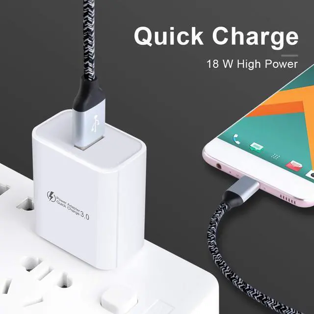 Alt view image 6 of 7 - Android Fast Charging Plug Rapid Micro USB Charger Cable 6FT | Compatible for Samsung Galaxy S7,S6,J8,J7,J3V, LG Stylo 2 3 Plus,Moto G5,G5 Plus,E5 Play E6 E4