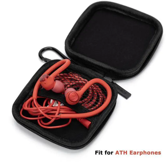 Alt view image 6 of 7 - Ginsco Mini-Portable Hard Shell Square Earbuds Case for Apple EarPods/Samsung Galaxy Wired/Wireless Earbuds, Cell Phone Accessories Organizer with Carabiner for Earphones