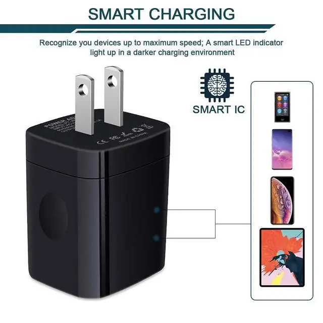 Alt view image 4 of 6 - Wall Charger Plug, USB Charger Cube, AILKIN 3.1A 3-Muti Port USB Adapter | Power Plug Charging Station Box Black Base for iPhone 17 16 15 14 13 12 11 Pro Max/SE, Samsung Galaxy Phones Charge Block