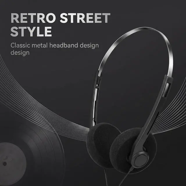 Alt view image 2 of 7 - Retro Over-Ear Headphone,Vintage Feelings Underwire Headphones,Retro Lightweight Earphones,Hi-Fi Stereo Earphone Headset,Headphone,for Most Mobile Phones Playback Pevices Headphones (Black)