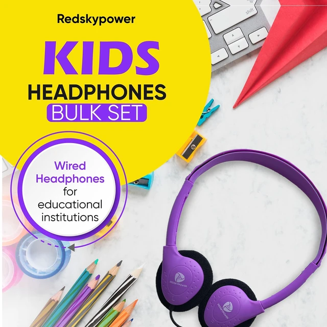 Alt view image 2 of 7 - 5 Pack Bulk Wired Headphones, On Ear with 3.5mm Jack, 4ft Tangle Free Cable, Comfortable Fit, Affordable and Cost Effective, Ideal for School Classroom Testing Students Events Groups, Black