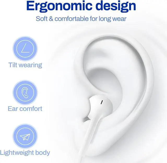 Alt view image 3 of 7 - Sanluba Headphones Earphones Wired with 3.5mm Plug, Wired Ear Buds with Built-in Remote to Control Music, Phone Calls, and Volume, Microphone Compatible with iPhone/Android/Laptop/PC(2 Pack)
