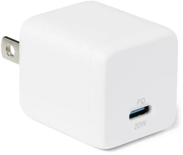 Main image of Amazon Basics 20W Fast Charging USB-C Nano GaN Wall Charger, 1-Port PD 3.1 for iPhone, Samsung, iPad, Tablets, Phones, Travel-Friendly Size, White