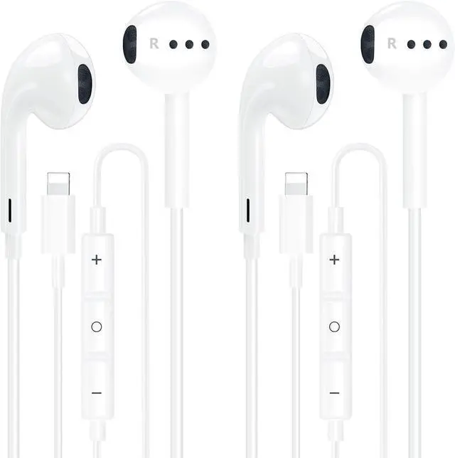 Main image of Apple MFi Certified 2 Pack iPhone Wired Headphones with Lightning Connector | Wired In-Ear Earphones,Built-In Remote and Microphone,Calls and Volume,Compatible with iPhone 14 13 12 11 Pro Max