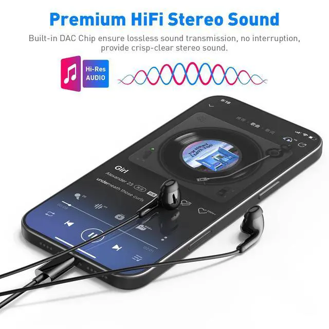 Alt view image 2 of 7 - APETOO USB C Headphones for iPhone 17 16 15 Pro Max, Wired Earbuds with Mic | Volume Control Stereo Type C In-ear Earphones for iPad Pro Galaxy S26 Ultra S25 S24 S23 S22 A17 A16 A55 Pixel 10 9 8