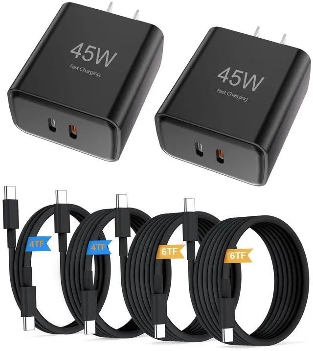 Main image of 45W (35W+10W) Dual-Port Type C Fast Charger,Includes 4FT and 6FT Cables.