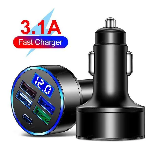 Alt view image 7 of 7 - 5 Port USB Car Charger(4USB+Type C) Compact Fast Charger Cigarette Lighter Adapter with LED&Voltage Monitor, Compatible with iPhone 14/Pro MacBook, iPad Pro/Air, Galaxy All Smart Phone(1Pcs
