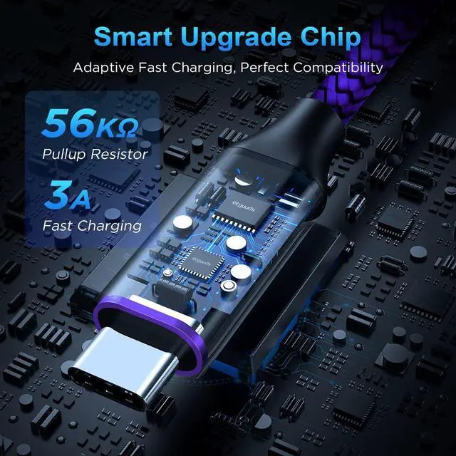 Alt view image 2 of 7 - etguuds USB to USB C Cable 2ft, 2-Pack USB A to USB C Charger Cord Type C | Fast Charging for Samsung Galaxy A17 A16 A15 A26 A36 A56, S26 S25 S24 S23 S22 S21 S20 S10, for iPhone 17 16 15, Moto, Purple