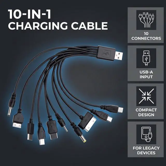 Alt view image 3 of 7 - GOUDOGEDC 10 in 1 USB Cables - 20CM/7.87in Universal USB to Multi Plug Cell Phone Charger for Smartphones