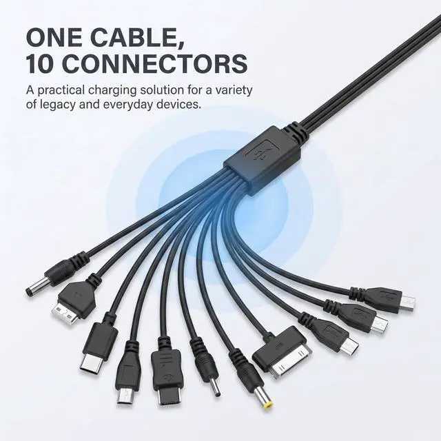 Alt view image 2 of 7 - GOUDOGEDC 10 in 1 USB Cables - 20CM/7.87in Universal USB to Multi Plug Cell Phone Charger for Smartphones