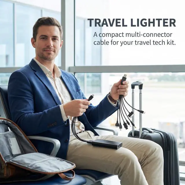 Alt view image 6 of 7 - GOUDOGEDC 10 in 1 USB Cables - 20CM/7.87in Universal USB to Multi Plug Cell Phone Charger for Smartphones