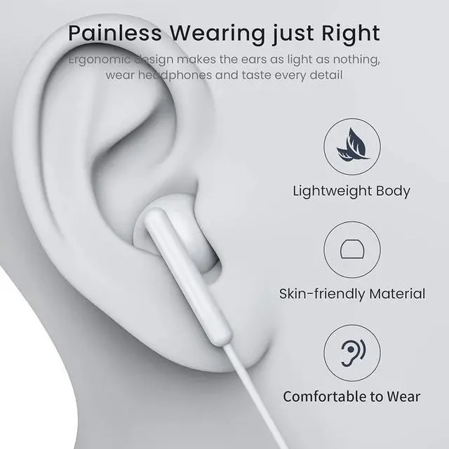 Alt view image 2 of 5 - USB-C Earphones For Moto G Stylus 2026/G Power 2026-23/G Play 2026/Moto G | Motorola G Power/2025, G85/G86/G15, Edge 60/50 Type C Wired Earphones Noise Cancelling Earbuds, Volume Control, Stereo HiFi