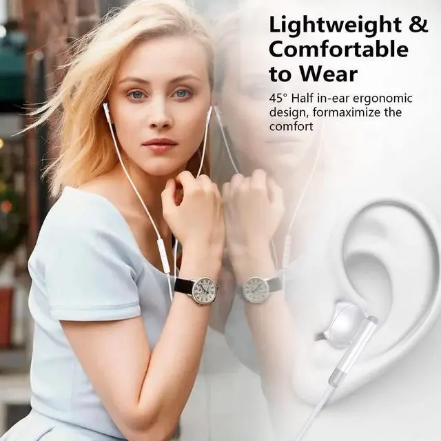 Alt view image 4 of 5 - USB-C Earphones For Moto G Stylus 2026/G Power 2026-23/G Play 2026/Moto G | Motorola G Power/2025, G85/G86/G15, Edge 60/50 Type C Wired Earphones Noise Cancelling Earbuds, Volume Control, Stereo HiFi