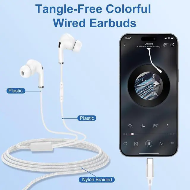 Alt view image 2 of 7 - USB C Samsung Wired Earbuds Wired Headphones Type C Braid Cord Ear Buds | in-Ear Earphones with Mic for Samsung Galaxy S26 Ultra S26Plus S26 A37 A57 S25 Ultra S25 FE S24 A17 A16 A36 Z Fold 7 Flip 7