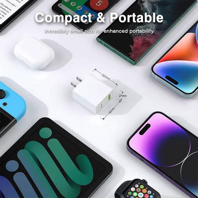 Alt view image 4 of 7 - 4 Pack USB C Charger Block,20W USB-C & USB-A Port Charger,for i Phone 17/16 | for i Phone 17/16/15/14/13/12/11/X/8, i Pad and more
