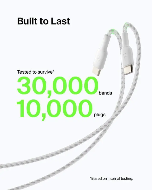 Alt view image 4 of 7 - Belkin USB A to USB C 15W Braided Cable 3.3ft iPhone Charger Cord | iPhone 17/16/15, Samsung Galaxy S26, Google Pixel 10, iPad, AirPods, Nintendo Switch 2, Steam Deck, CarPlay, car charger cord