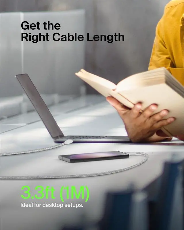 Alt view image 7 of 7 - Belkin USB A to USB C 15W Braided Cable 3.3ft iPhone Charger Cord | iPhone 17/16/15, Samsung Galaxy S26, Google Pixel 10, iPad, AirPods, Nintendo Switch 2, Steam Deck, CarPlay, car charger cord