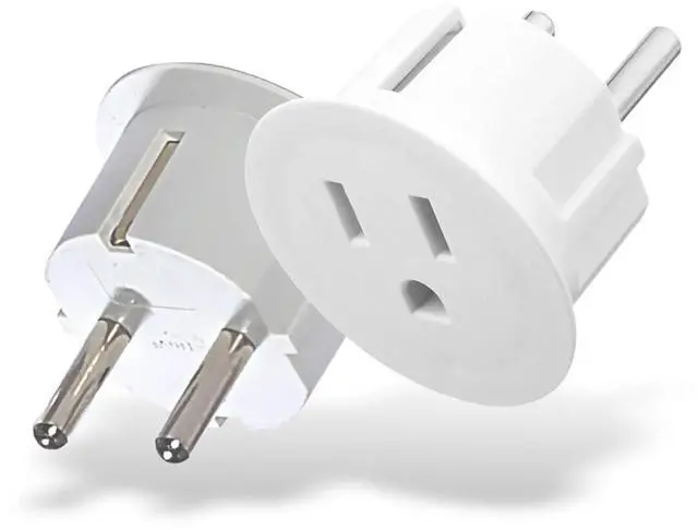 Main image of OREI American USA To European plug adapter Type E/F schuko plug adapter - Use in Germany, France, & more - CE Certified For Mobile, Laptop & Camera Chargers - 2 Pack