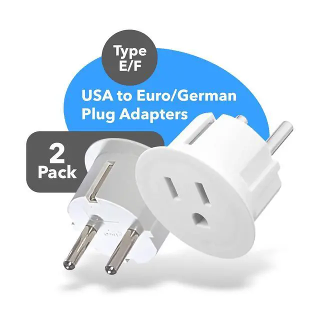 Alt view image 2 of 7 - OREI American USA To European plug adapter Type E/F schuko plug adapter - Use in Germany, France, & more - CE Certified For Mobile, Laptop & Camera Chargers - 2 Pack