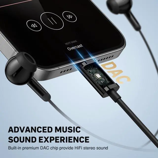 Alt view image 4 of 7 - USB C Headphones with Case for Apple iPhone 17/Android Phones | Tangle Free Corded USBC Plug in Ear Buds Type C Earphones for iPhone 17e 16 16e 15 for Samsung/Galaxy S26 S25/Pixel 11 10 9 8