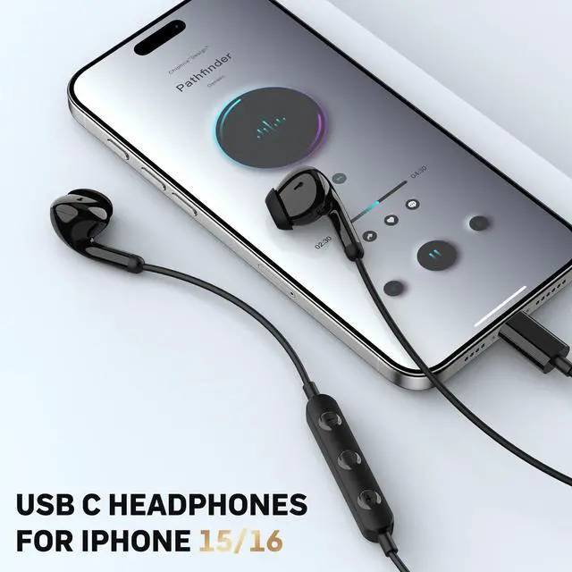 Alt view image 6 of 7 - USB C Headphones with Case for Apple iPhone 17/Android Phones | Tangle Free Corded USBC Plug in Ear Buds Type C Earphones for iPhone 17e 16 16e 15 for Samsung/Galaxy S26 S25/Pixel 11 10 9 8