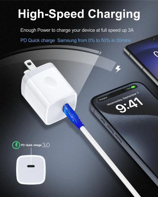 Alt view image 3 of 7 - Galaxy S26 USB C Fast Charger Block, 2Pack 20W PD3.0 Charging Cube | 5V 3A USBC Power Adapter AILKIN Fast Wall Plug for Samsung Galaxy A17 A16 5G, iPhone 17 17e 16 15 Pro Max, Google Pixel 10Pro