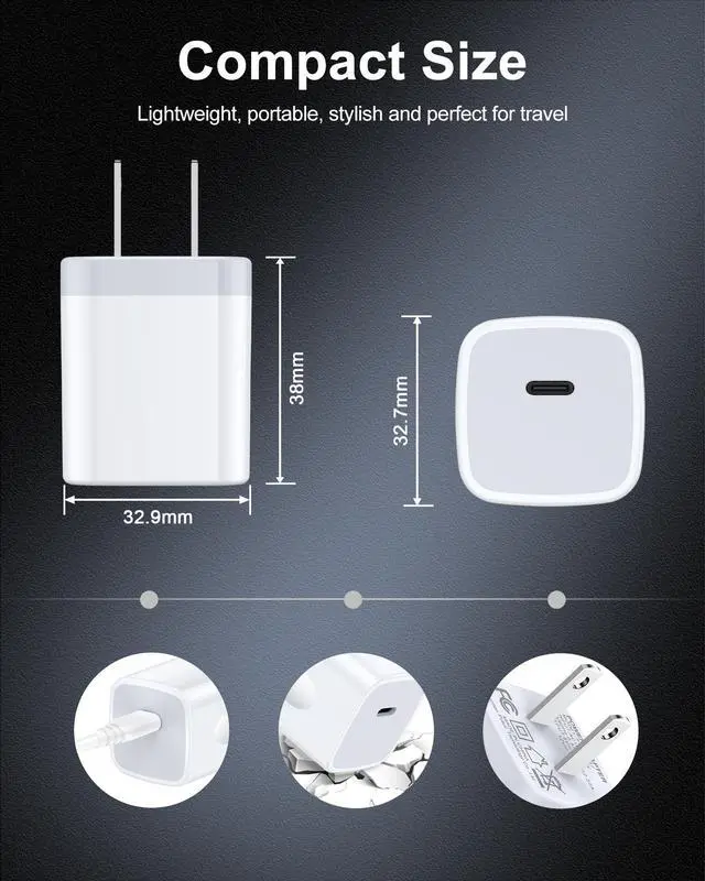 Alt view image 5 of 7 - Galaxy S26 USB C Fast Charger Block, 2Pack 20W PD3.0 Charging Cube | 5V 3A USBC Power Adapter AILKIN Fast Wall Plug for Samsung Galaxy A17 A16 5G, iPhone 17 17e 16 15 Pro Max, Google Pixel 10Pro