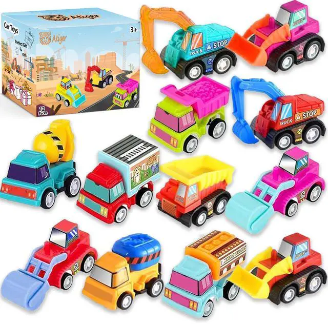 Main image of Car Toys for Ages 3-5 Kids, 12pcs Pull Back Cars Truck Vehicles Set for Boys Girls, Mini Assorted Construction Vehicle Toy Party Favors, Potty Training Reward for Kids