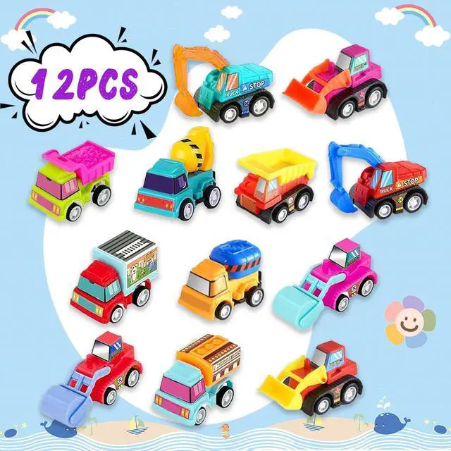 Alt view image 2 of 7 - Car Toys for Ages 3-5 Kids, 12pcs Pull Back Cars Truck Vehicles Set for Boys Girls, Mini Assorted Construction Vehicle Toy Party Favors, Potty Training Reward for Kids