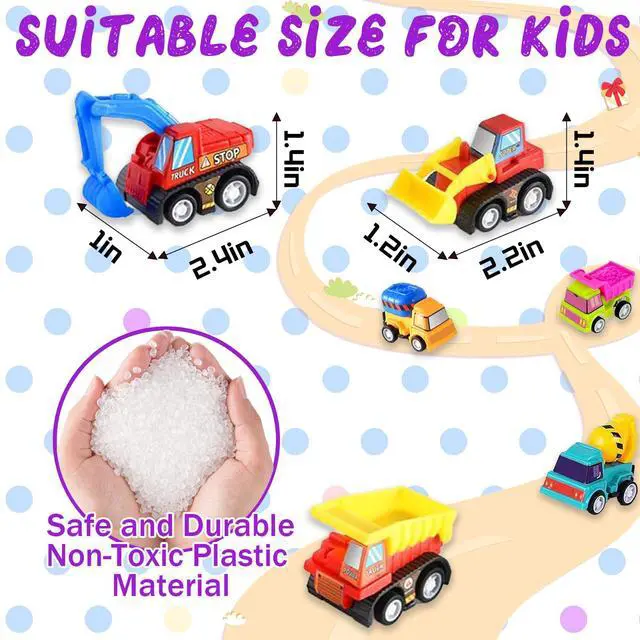 Alt view image 3 of 7 - Car Toys for Ages 3-5 Kids, 12pcs Pull Back Cars Truck Vehicles Set for Boys Girls, Mini Assorted Construction Vehicle Toy Party Favors, Potty Training Reward for Kids