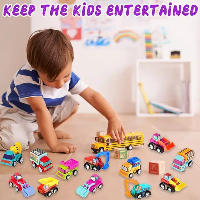 Alt view image 7 of 7 - Car Toys for Ages 3-5 Kids, 12pcs Pull Back Cars Truck Vehicles Set for Boys Girls, Mini Assorted Construction Vehicle Toy Party Favors, Potty Training Reward for Kids
