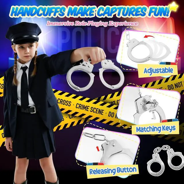 Alt view image 3 of 7 - IVENRXIU Police Toys with Police Badge and Metal Handcuff for Kids Ages 3-8 | Kids Policeman Pretend Play Toys, Detective Cop Spy FBI Agent Cosplay Accessories,Halloween Christmas Party Birthday Gifts