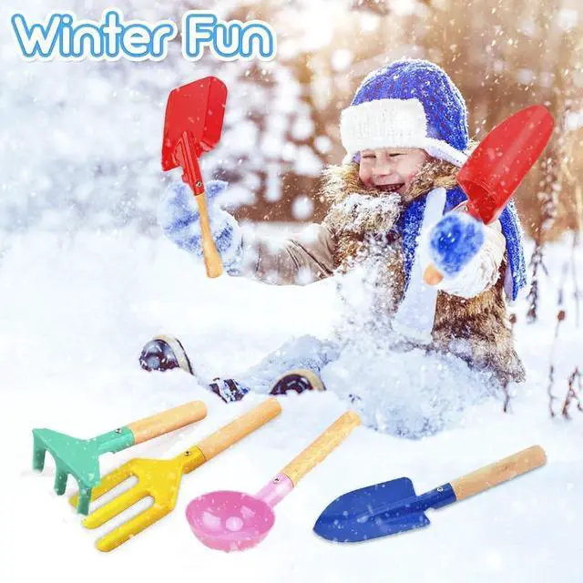 Alt view image 3 of 7 - UMUACCAN Beach Toys for Kids, 6Pcs 8'' Kids Gardening Tools Sand Toys Set, Metal Garden Tools with Sturdy Wooden Handle, Cylinder, Spoon, Fork, Rake, Flat & Pointed Shovel, Gifts for Children