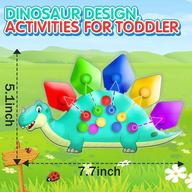 Alt view image 2 of 6 - Dinosaur Color Sorting Sensory Toy Travel Toys for Toddler 1-3 Airplane Squishy Squeeze Toy Roadtrip Essenstial for Toddlers Boys Gift Fine Motor Autism Calm Fidget Montessori Preschool Activities Kid