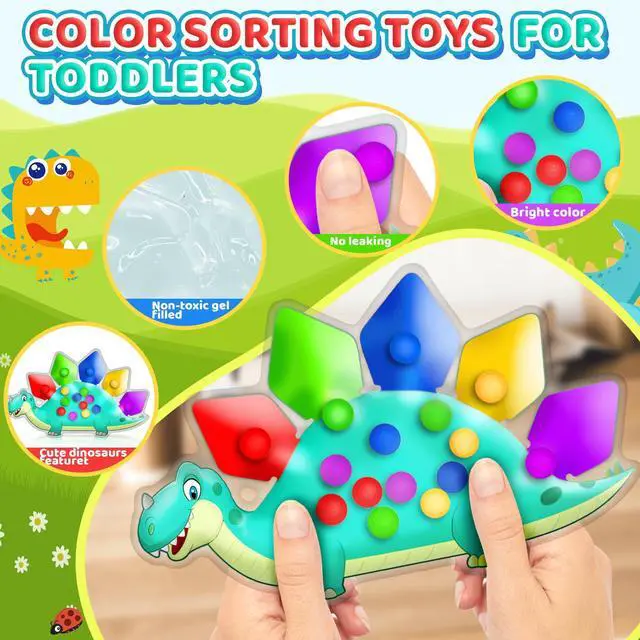 Alt view image 3 of 6 - Dinosaur Color Sorting Sensory Toy Travel Toys for Toddler 1-3 Airplane Squishy Squeeze Toy Roadtrip Essenstial for Toddlers Boys Gift Fine Motor Autism Calm Fidget Montessori Preschool Activities Kid
