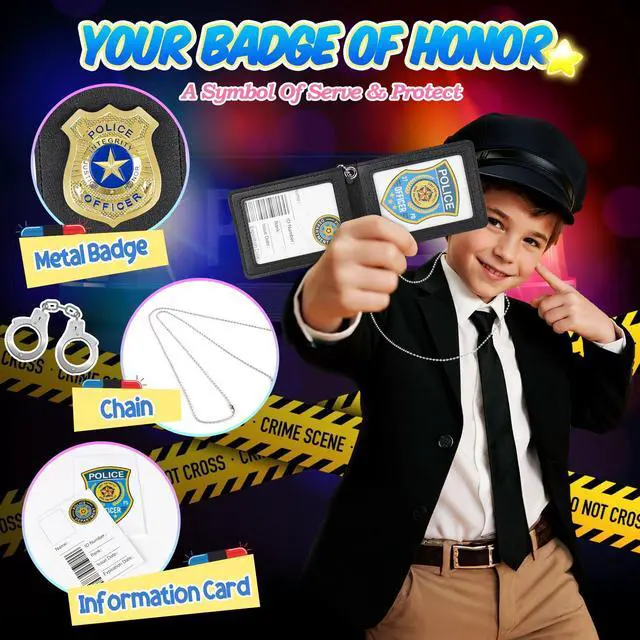Alt view image 4 of 7 - IVENRXIU Police Toys with Police Badge and Metal Handcuff for Kids Ages 3-8 | Kids Policeman Pretend Play Toys, Detective Cop Spy FBI Agent Cosplay Accessories,Halloween Christmas Party Birthday Gifts