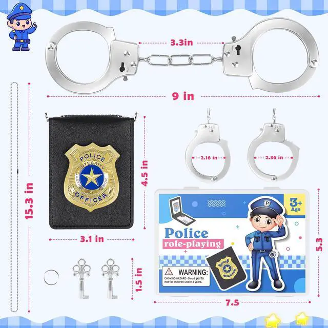 Alt view image 5 of 7 - IVENRXIU Police Toys with Police Badge and Metal Handcuff for Kids Ages 3-8 | Kids Policeman Pretend Play Toys, Detective Cop Spy FBI Agent Cosplay Accessories,Halloween Christmas Party Birthday Gifts