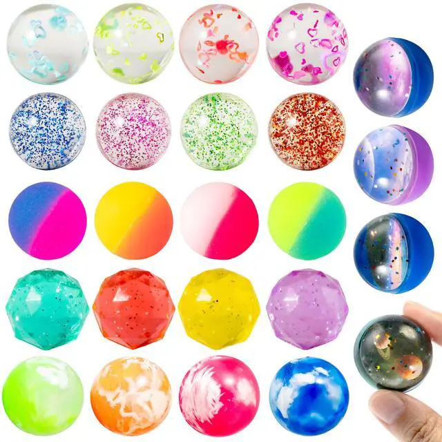 Main image of JOYIN 24 PCS Multistyle Bouncy Balls, 6 Styles 32mm Assorted Bouncy Balls Bulk with Storage Bag, Bounce Toys for Kids Party Favors Birthdays Gifts Goodie Bags Stuffers Carnival Prizes