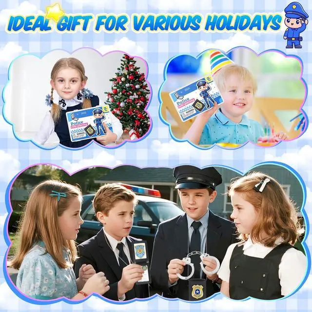 Alt view image 7 of 7 - IVENRXIU Police Toys with Police Badge and Metal Handcuff for Kids Ages 3-8 | Kids Policeman Pretend Play Toys, Detective Cop Spy FBI Agent Cosplay Accessories,Halloween Christmas Party Birthday Gifts