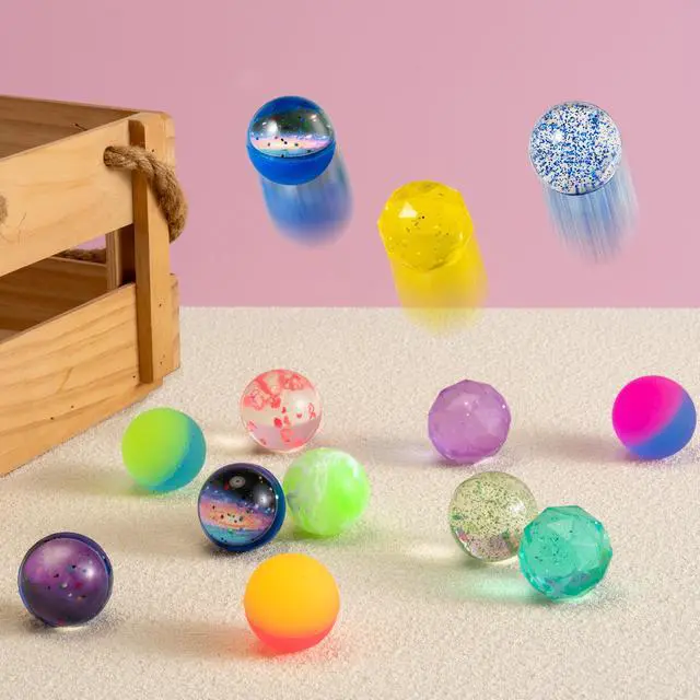 Alt view image 6 of 7 - JOYIN 24 PCS Multistyle Bouncy Balls, 6 Styles 32mm Assorted Bouncy Balls Bulk with Storage Bag, Bounce Toys for Kids Party Favors Birthdays Gifts Goodie Bags Stuffers Carnival Prizes