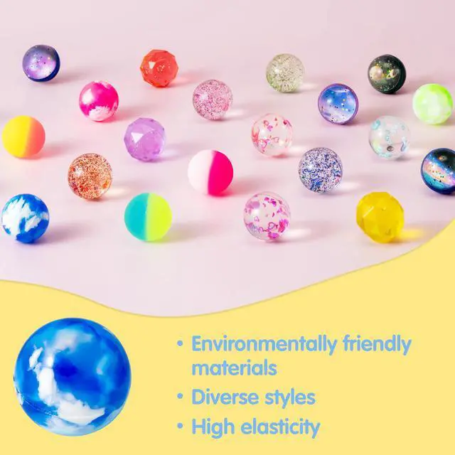 Alt view image 4 of 7 - JOYIN 24 PCS Multistyle Bouncy Balls, 6 Styles 32mm Assorted Bouncy Balls Bulk with Storage Bag, Bounce Toys for Kids Party Favors Birthdays Gifts Goodie Bags Stuffers Carnival Prizes