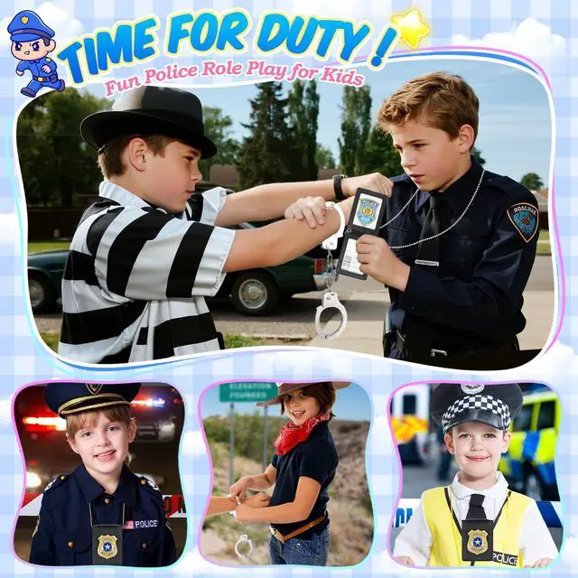 Alt view image 6 of 7 - IVENRXIU Police Toys with Police Badge and Metal Handcuff for Kids Ages 3-8 | Kids Policeman Pretend Play Toys, Detective Cop Spy FBI Agent Cosplay Accessories,Halloween Christmas Party Birthday Gifts