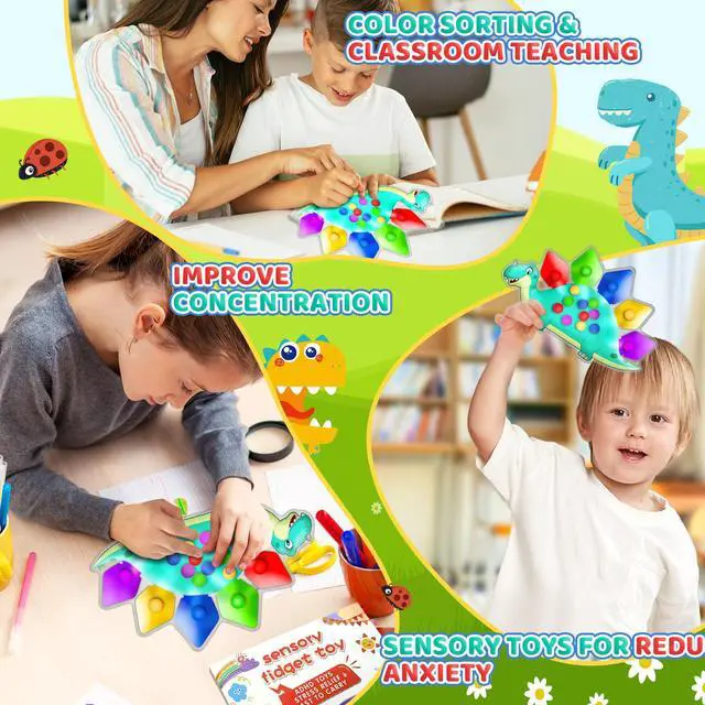 Alt view image 5 of 6 - Dinosaur Color Sorting Sensory Toy Travel Toys for Toddler 1-3 Airplane Squishy Squeeze Toy Roadtrip Essenstial for Toddlers Boys Gift Fine Motor Autism Calm Fidget Montessori Preschool Activities Kid