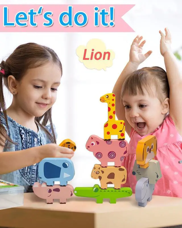 Alt view image 2 of 6 - Vaiheng Toys for Toddlers 1-3, Montessori Toys for 1 2 3 4 Year Old Boys & Girls, Toy Age 2-4 0-2 Kids Baby, 1 2 3 Year Old Girls Boys Gifts, Wooden Animal Blocks Stacking Education Puzzles Toy