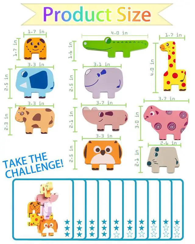 Alt view image 6 of 6 - Vaiheng Toys for Toddlers 1-3, Montessori Toys for 1 2 3 4 Year Old Boys & Girls, Toy Age 2-4 0-2 Kids Baby, 1 2 3 Year Old Girls Boys Gifts, Wooden Animal Blocks Stacking Education Puzzles Toy