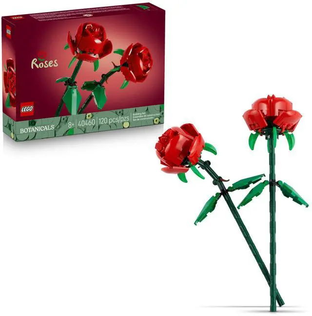 Main image of LEGO Roses - Building Toy for Kids, Girls & Boys, Ages 8+ - Artificial, Fake Roses for Home Decor & Display - Gift Idea for Plant & Flower Lovers - 40460